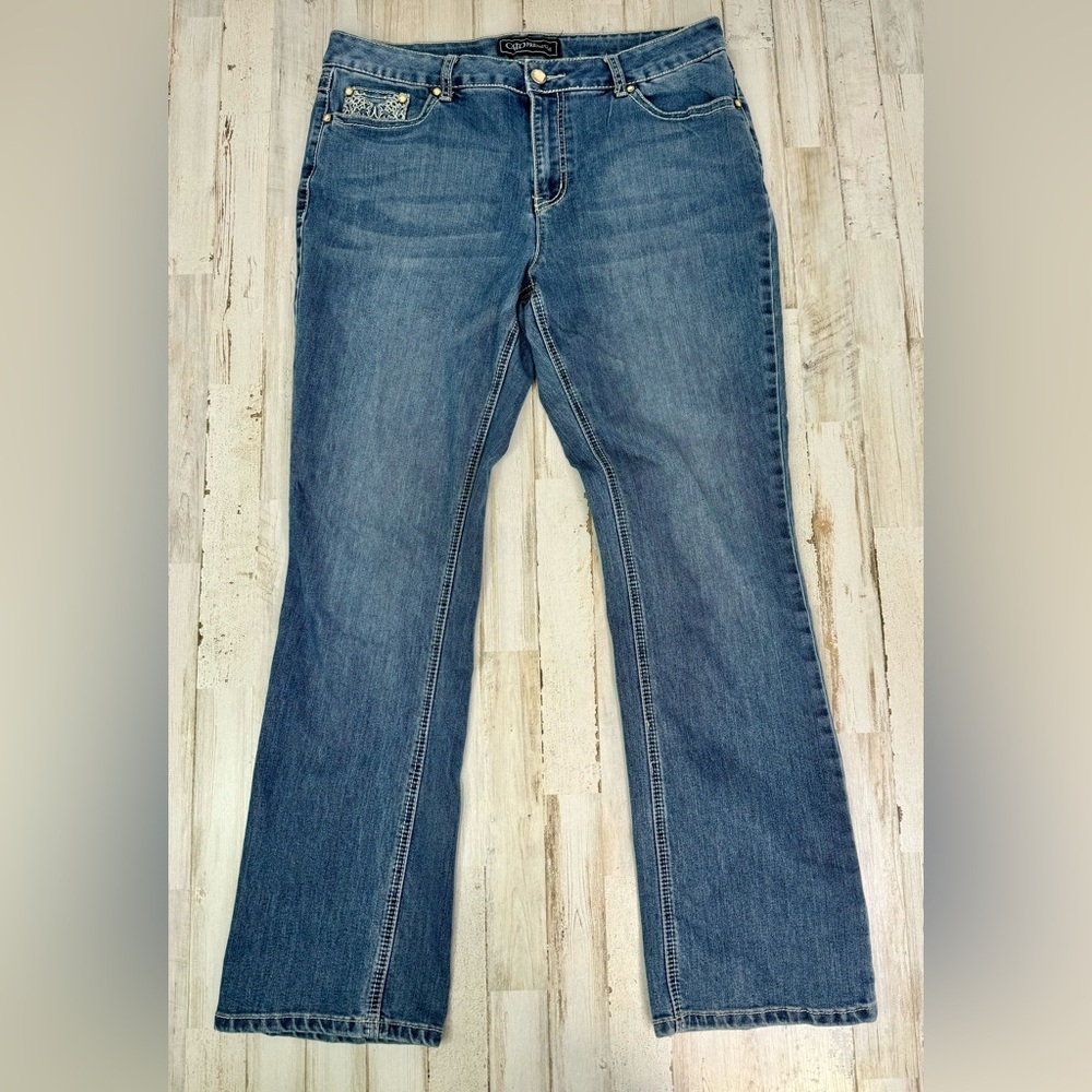 Cato Premium Jeans Women's 14 38x31 Blue Straight Leg Mid Rise - Picture 3 of 11